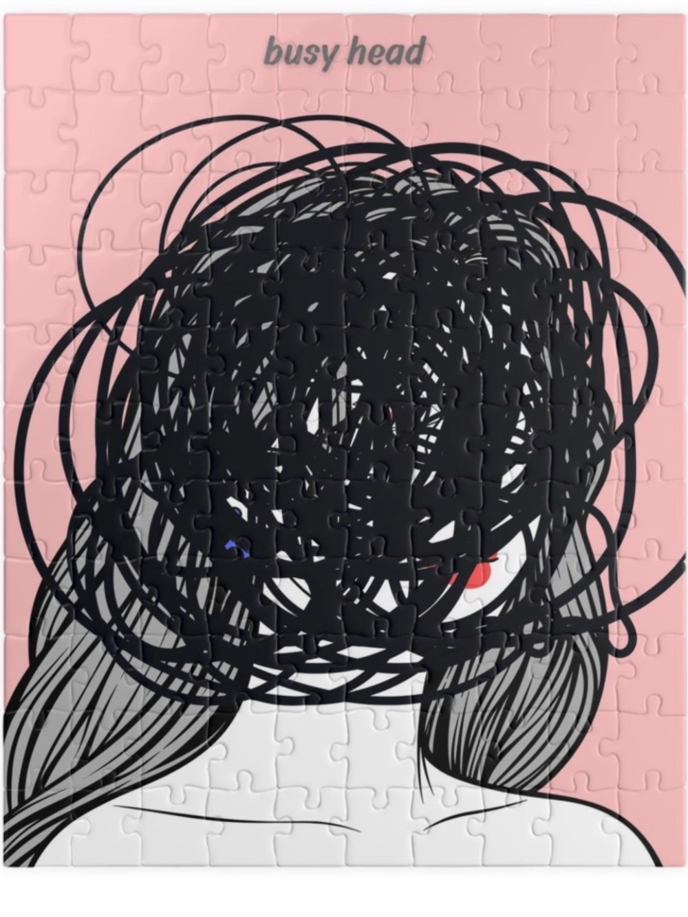 Noah Kahan Busyhead Puzzle Art Print - Pink & Black - 252 pieces